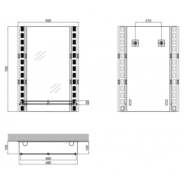 Зеркало Lidz 140.07.06 500х700х105 с полкой