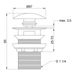 Донный клапан для раковины Lidz (CRM) 47 00 003 00 с переливом
