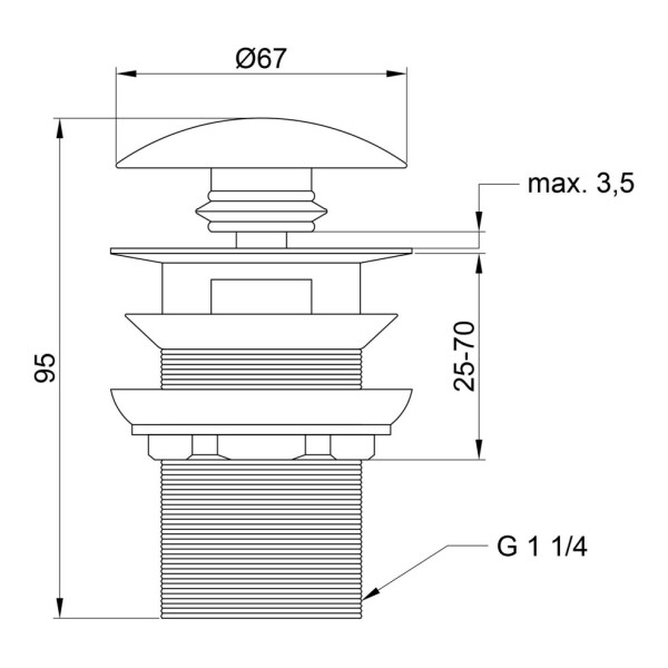 Донный клапан для раковины Lidz (CRM) 47 00 003 00 с переливом