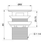 Донный клапан для раковины Lidz (CRM) 47 00 004 00 с переливом