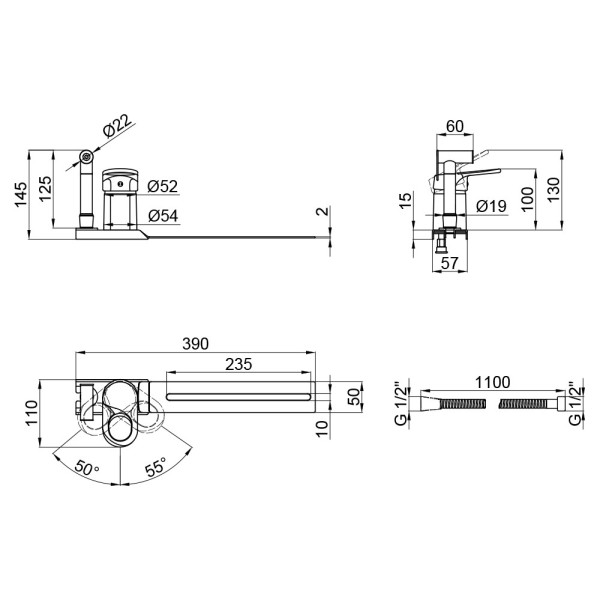 Змішувач для біде Lidz (CRM) 20 38 024 01 приставка для унітаза