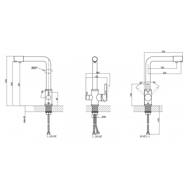 Змішувач для кухні Lidz (CRM) Over 38 020 з підключенням до фільтра