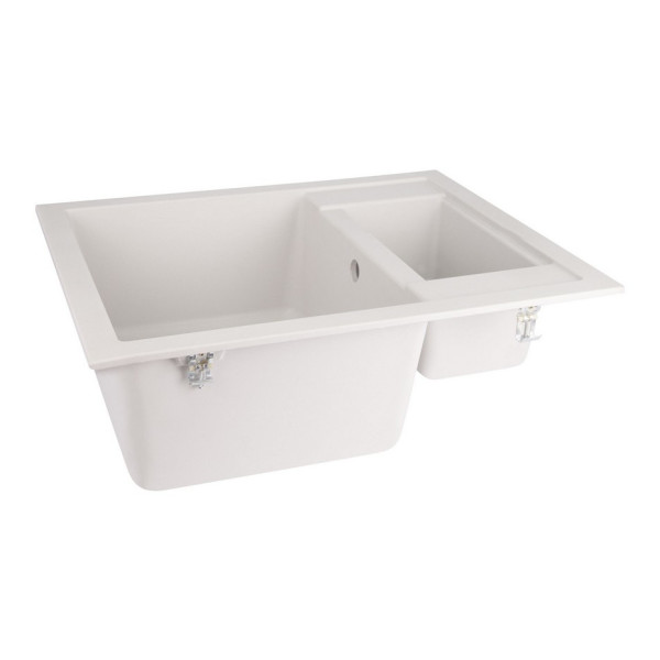 Кухонная мойка с дополнительной чашей Lidz 615x500/200 WHI-01 (LIDZWHI01615500200)