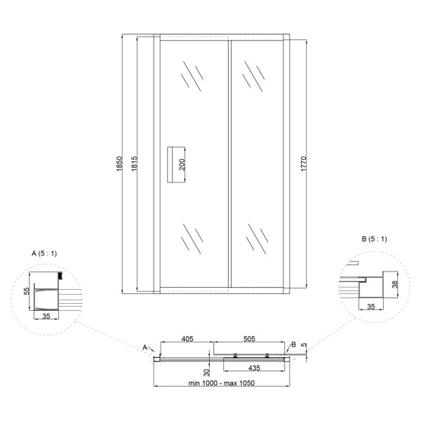 Душові двері в нішу Lidz Zycie SD100x185.CRM.FR, скло Frost 5 мм