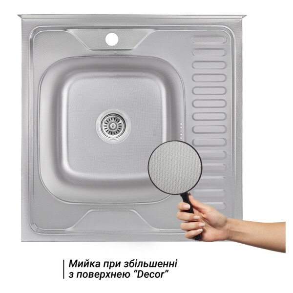 Кухонна мийка Lidz 6060-L 0,6 мм Decor (LIDZ6060LDEC06)