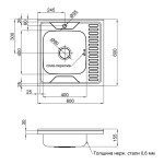 Кухонна мийка Lidz 6060-L 0,6 мм Satin (LIDZ6060SAT06)
