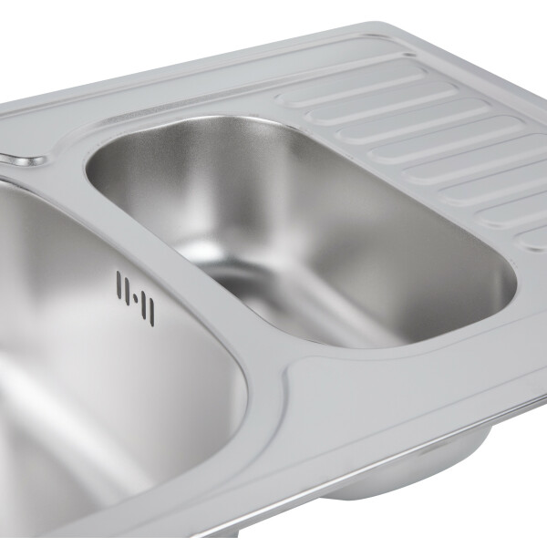 Кухонная мойка с дополнительной чашей Lidz 7850 0,8 мм Satin (LIDZ7850SAT8)