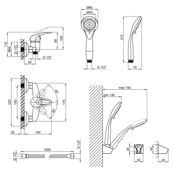Змішувач для душу Lidz (CRM) Premiera 41 010