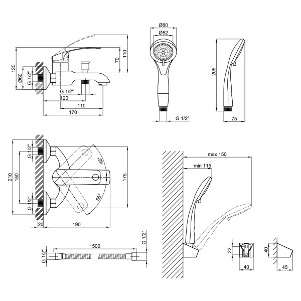 Змішувач для ванни Lidz (CRM) Mars 81 006-1 New
