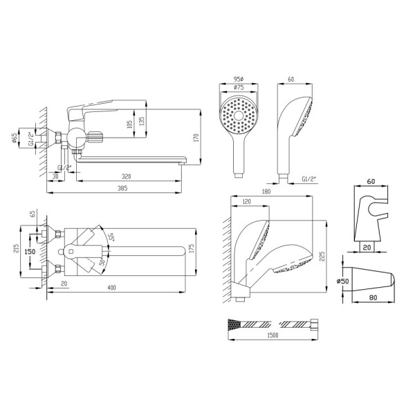 Змішувач для ванни Lidz (CRM) Spark 82 005-1 New