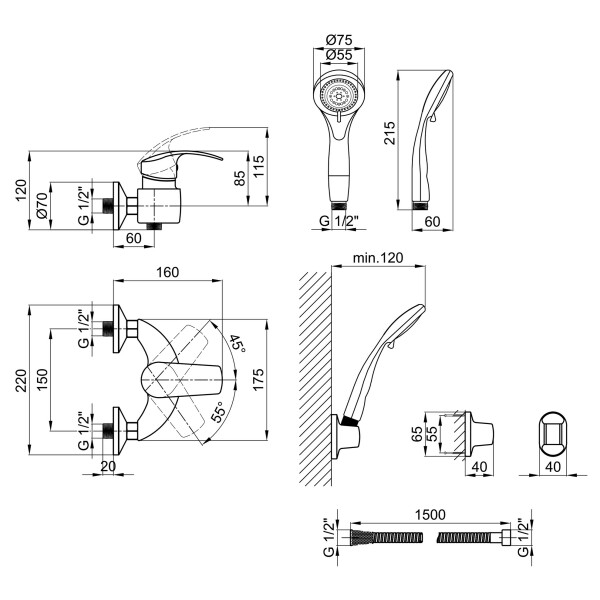Змішувач для душу Lidz (CRM) Mars 81 010 00