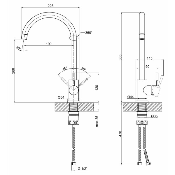 Змішувач для кухні Lidz (BEI) 12 32 015F-8