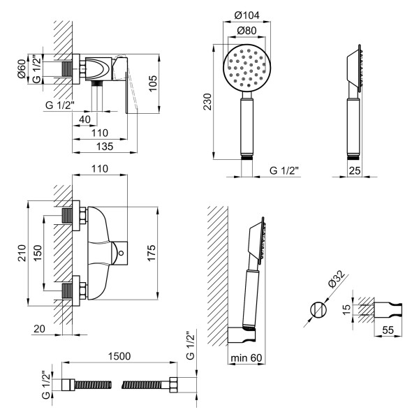 Змішувач для душу Lidz (NKS) 09 35 010
