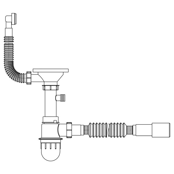Сифон для кухонної мийки Lidz (GRA) 47 01 002 01 (вихід 50/40мм)
