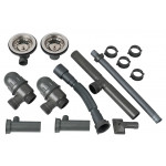 Сифон подвійний для кухонної мийки Lidz (GRA) 47 01 002 11 (вихід 50/40мм)