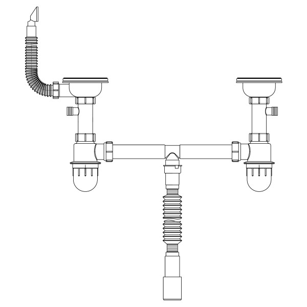 Сифон подвійний для кухонної мийки Lidz (GRA) 47 01 002 11 (вихід 50/40мм)