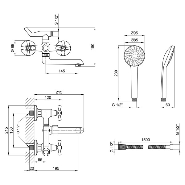 Змішувач для ванни Lidz (CRM) 75 21 142