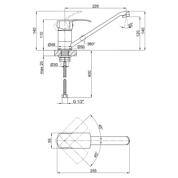 Змішувач для кухні Lidz (CRM) 41 86 003