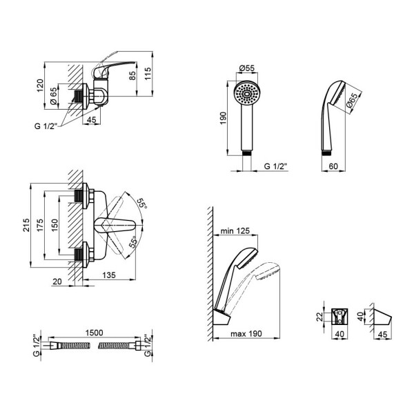 Змішувач для душу Lidz (CRM) 43 79 010
