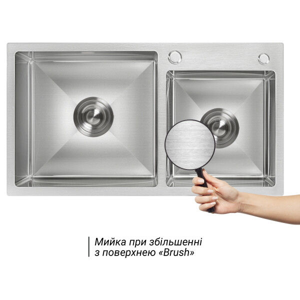 Набір 2 в 1 Lidz кухонна мийка H7843 3.0/1.0 мм Brush + дозатор для миючого засобу