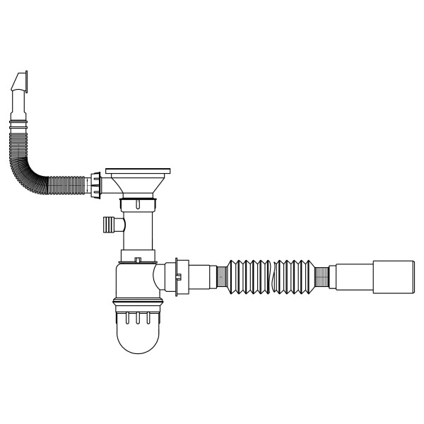 Сифон для кухонної мийки Lidz (GRA) 47 01 003 01 з круглим переливом (вихід 50/40мм)