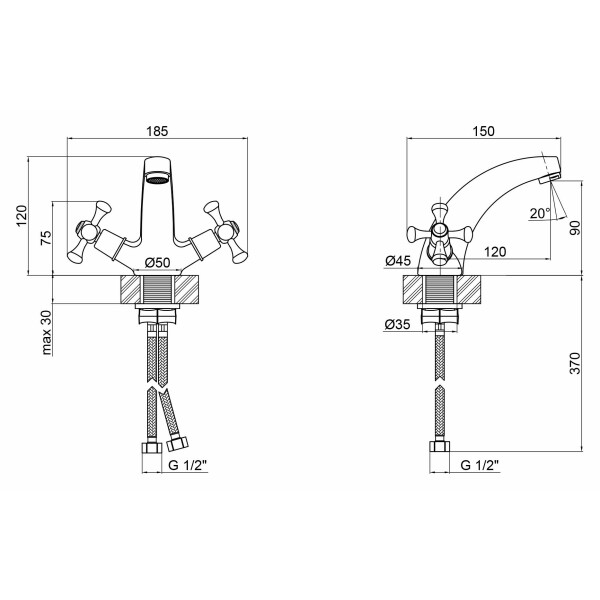 Змішувач для раковини Lidz (CRM) 75 21 161F