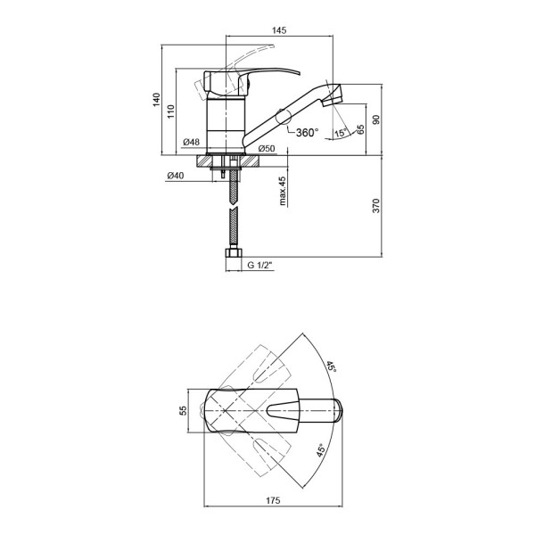 Змішувач для кухні Lidz (CRM) 41 86 002M 150 мм
