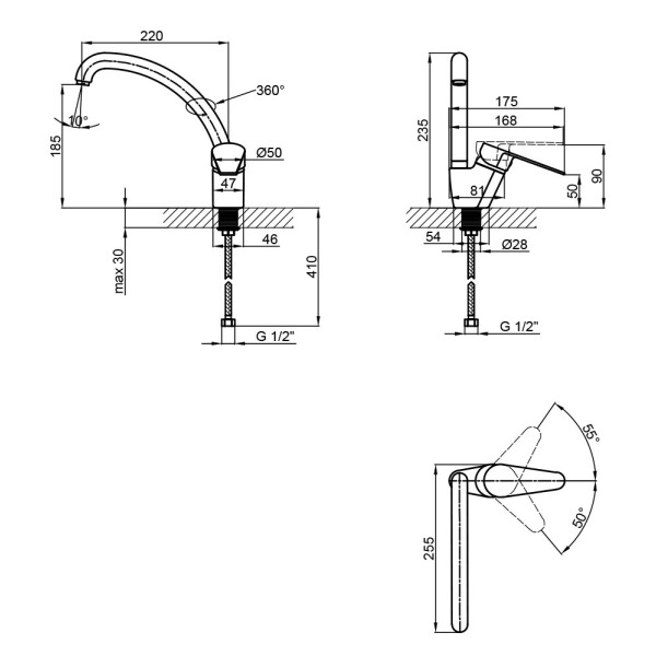 Змішувач для кухні Lidz (CRM) 46 78 008-3