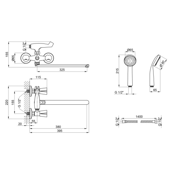 Змішувач для ванни Lidz (CRM) Mix 17 140