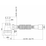 Сифон для раковини Lidz (WHI) 60 08 E003 00 (вихід 50 мм) без випуска