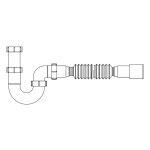 Сифон для кухонної мийки Lidz (WHI) 60 08 E002 00 прямоточний без випуска (вихід 50 мм)