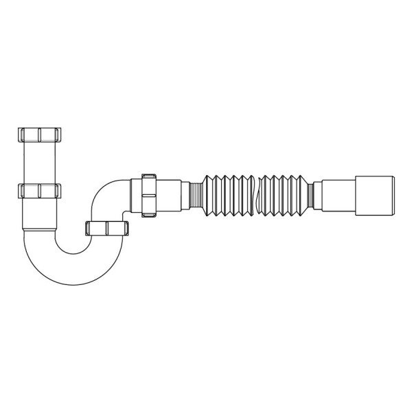Сифон для кухонної мийки Lidz (WHI) 60 08 E002 00 прямоточний без випуска (вихід 50 мм)
