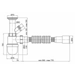 Сифон для раковини Lidz (WHI) 60 06 Y002 00 з відводом для пральної машини (вихід 50 мм)