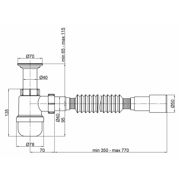 Сифон для раковины Lidz (WHI) 60 06 Y001 00  (выход 50 мм)
