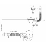 Сифон для кухонної мийки Lidz (WHI) 60 05 M004 00 прямоточний (выхід 50 мм)