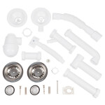 Сифон подвійний для кухонної мийки Lidz (WHI) 60 05 M003 00 з відводом для пральної машини (вихід 50 мм)