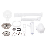 Сифон для кухонної мийки Lidz (WHI) 60 05 M002 01 EURO з відводом для пральної машини (вихід 50 мм)