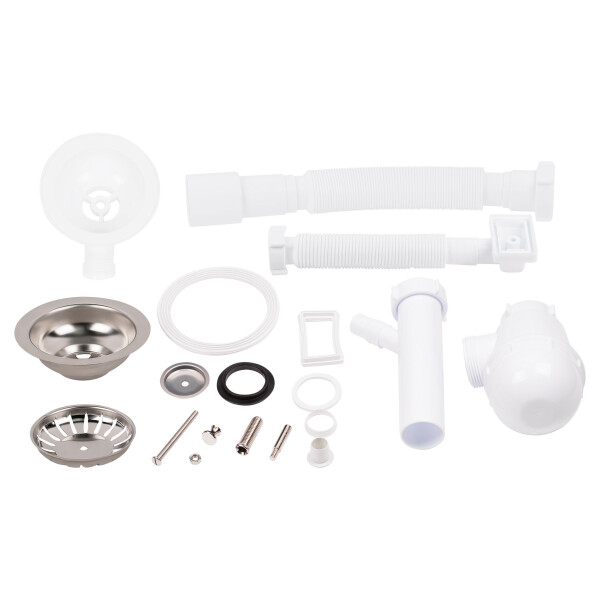 Сифон для кухонної мийки Lidz (WHI) 60 05 M002 01 EURO з відводом для пральної машини (вихід 50 мм)