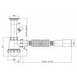 Сифон для кухонної мийки Lidz (WHI) 60 05 M002 00 з відводом для пральної машини (вихід 40/50 мм)