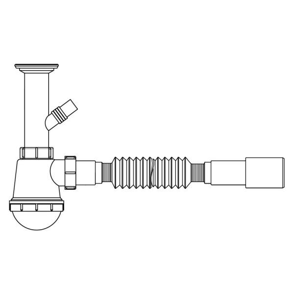 Сифон для кухонної мийки Lidz (WHI) 60 05 M002 00 з відводом для пральної машини (вихід 40/50 мм)
