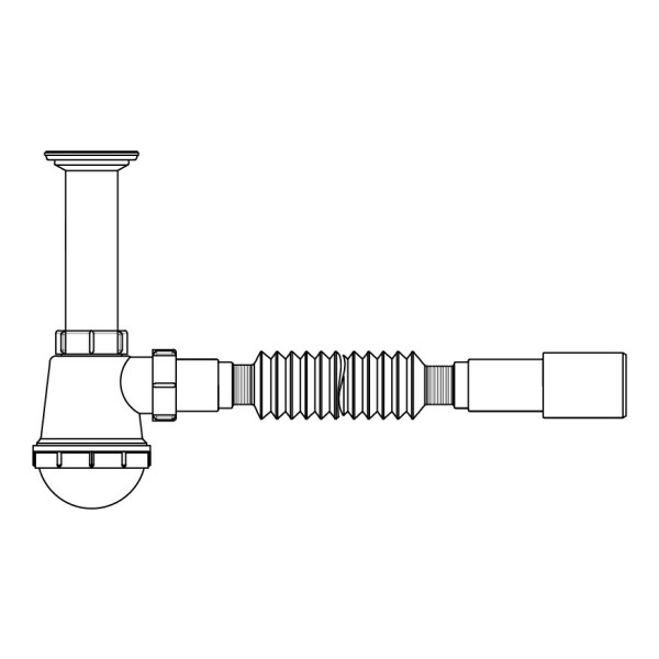 Сифон для кухонної мийки Lidz (WHI) 60 05 M001 00 (вихід 50 мм)