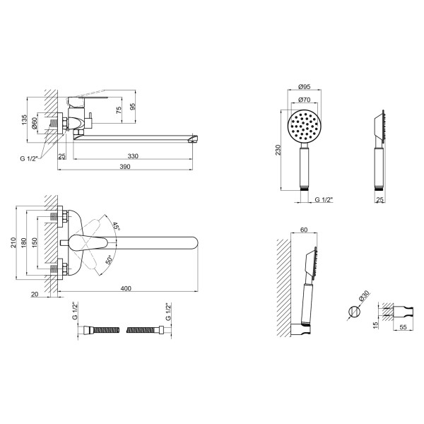 Змішувач для ванни Lidz (NKS) 09 35 005-1