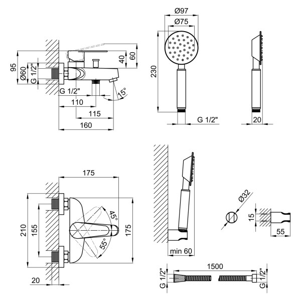 Змішувач для ванни Lidz (NKS) 09 35 006-3
