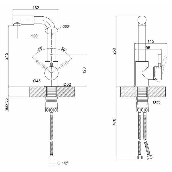Змішувач для кухні Lidz (NKS) 12 32 015F-12