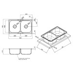 Кухонна мийка з двома чашами Lidz 7948 0,8 мм Micro Decor (LIDZ7948MDEC08)