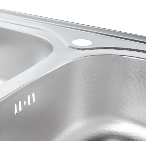 Кухонна мийка з двома чашами Lidz 7948 0,8 мм Micro Decor (LIDZ7948MDEC08)