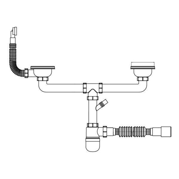 Сифон подвійний для кухонної мийки Lidz (WHI) 60 08 E001 02 ECO з круглим переливом (вихід 50 мм)