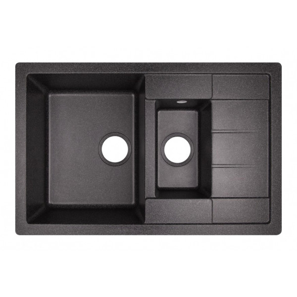 Кухонная мойка с дополнительной чашей Lidz 780x495/200 BLA-03 (LIDZBLA03780495200)