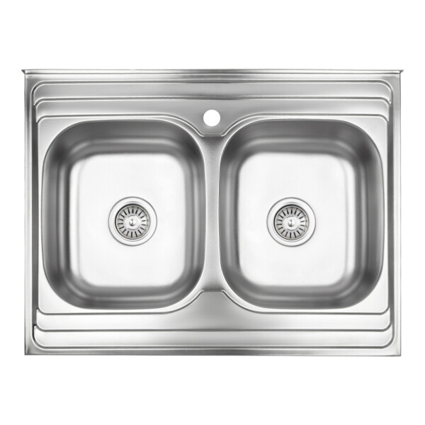Кухонна мийка з двома чашами Lidz 6080 0,8 мм Decor (LIDZ6080DEC08)