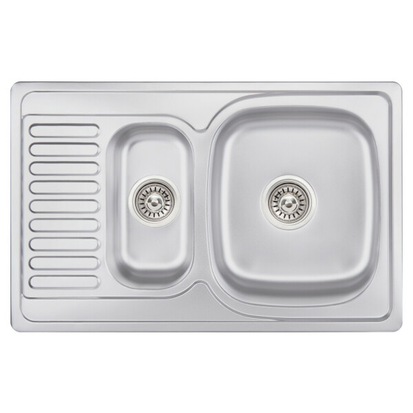 Кухонная мойка с дополнительной чашей Lidz 7850 0,8 мм Satin (LIDZ7850SAT8)